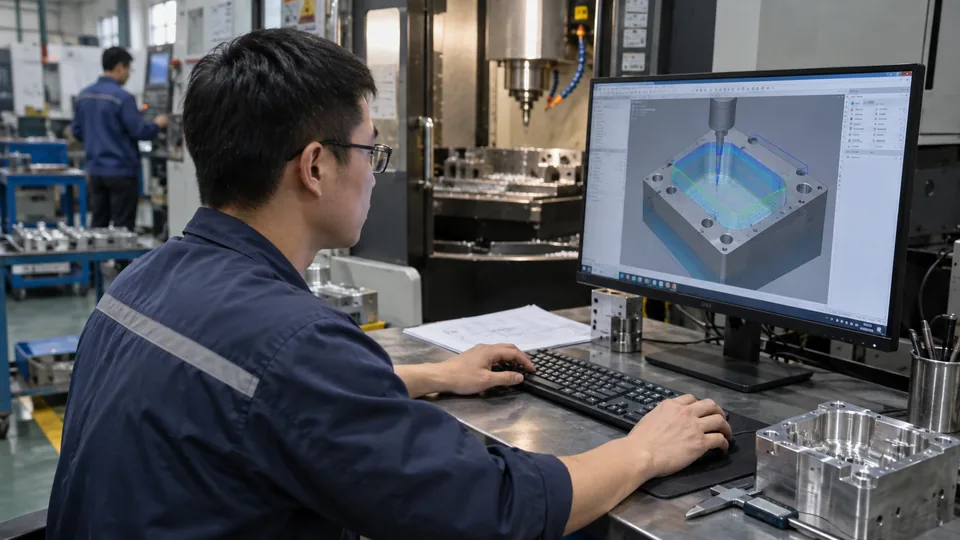 CAM programmer preparing CNC tool paths