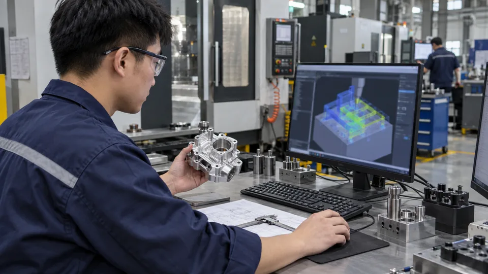 CAD geometry being translated into CNC tool paths