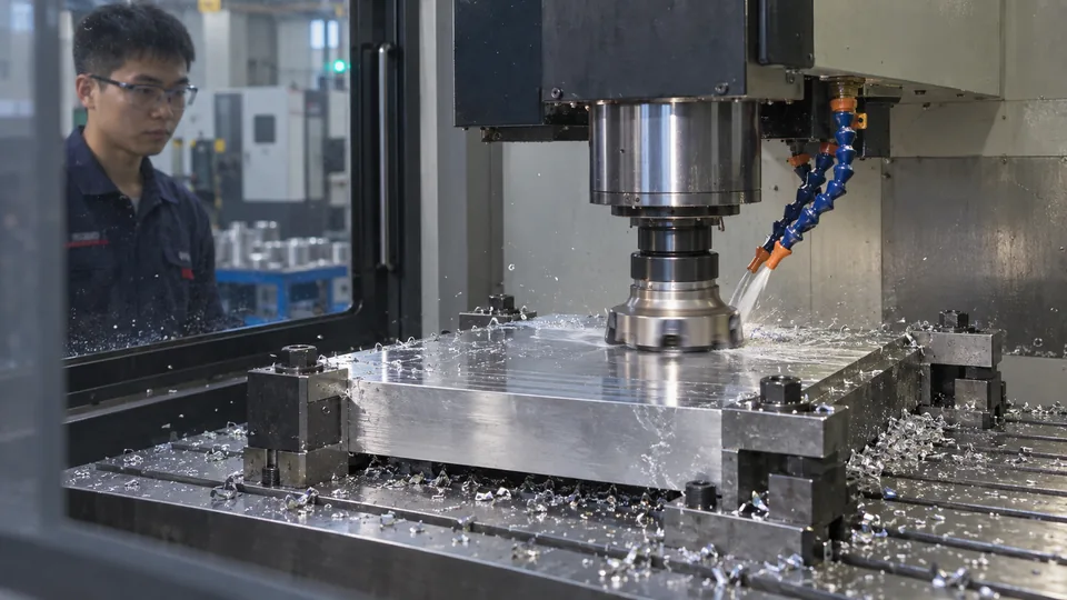 Face milling a flat reference surface on aluminum