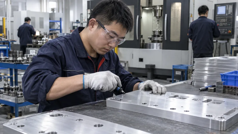 Manual deburring after CNC chamfering