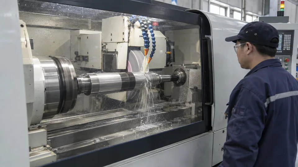 Grinding a turned steel journal to final surface