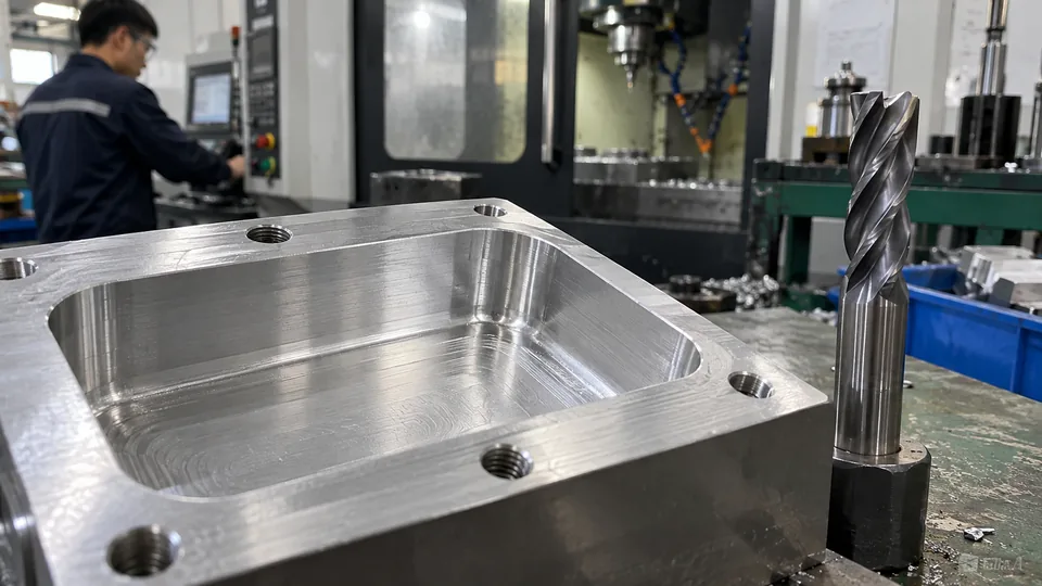 Round cutter radius visible in an internal CNC pocket