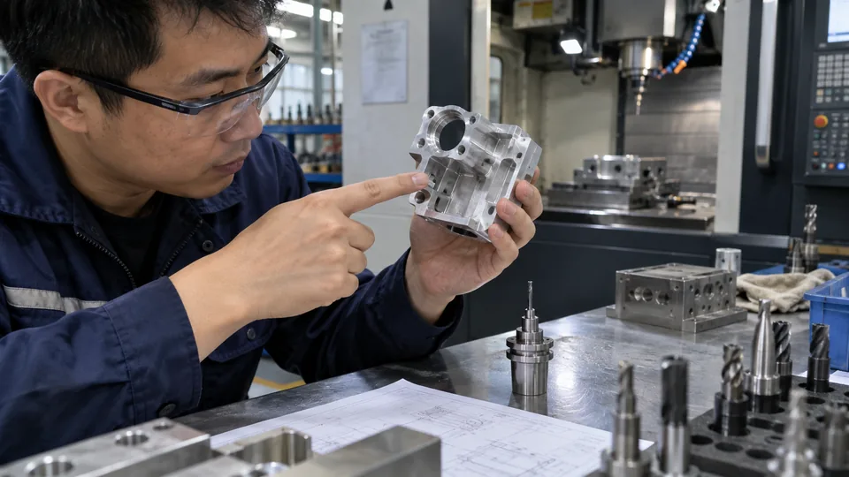 Engineer reviewing undercut access on a CNC part