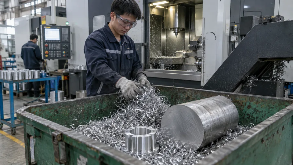 Stock removal and metal chips from CNC machining