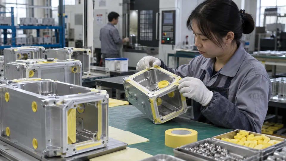 Masking functional CNC features before surface treatment
