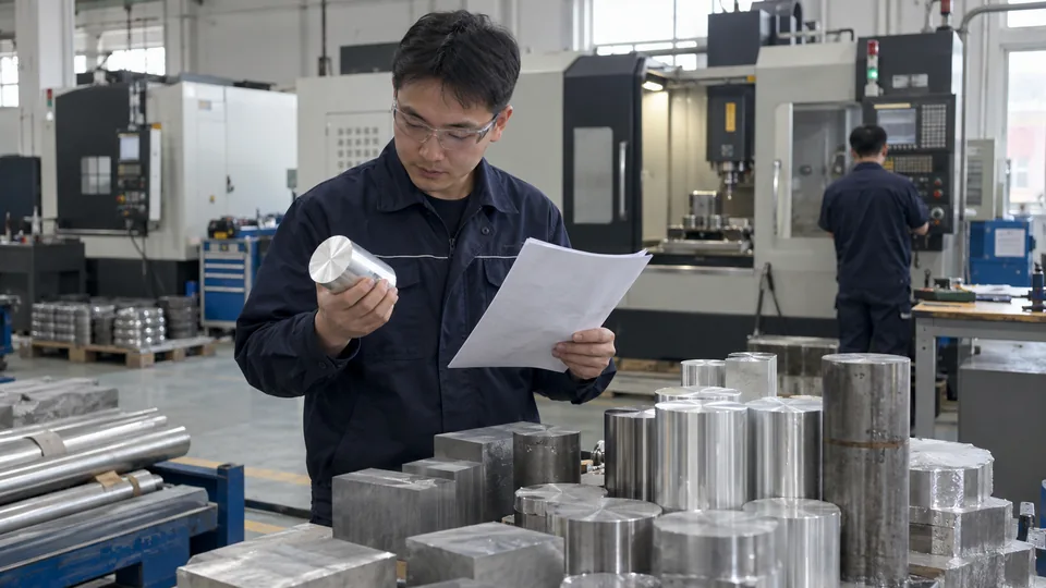 Engineer confirming material grade and stock condition