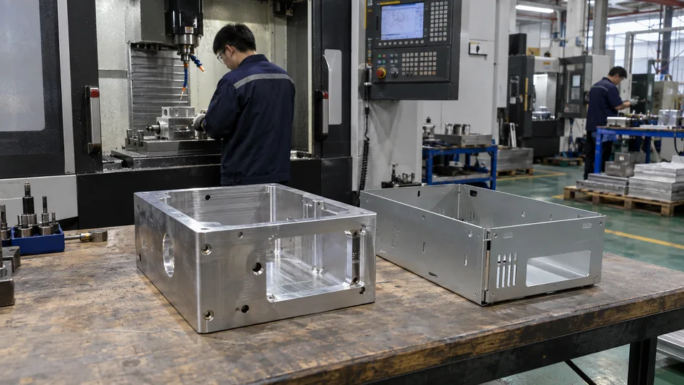 Comparing a machined custom housing with sheet-metal alternative