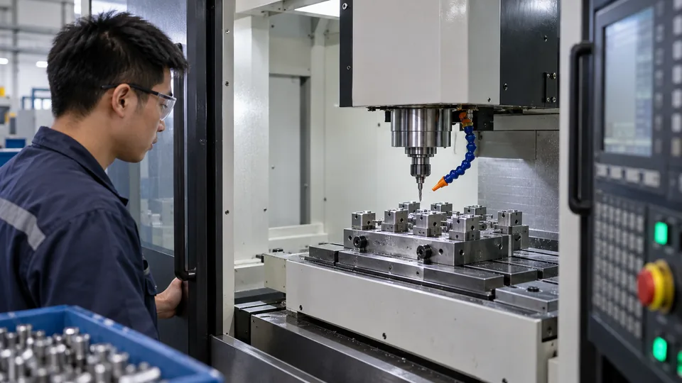 Compact drill-and-tap CNC center making small metal parts